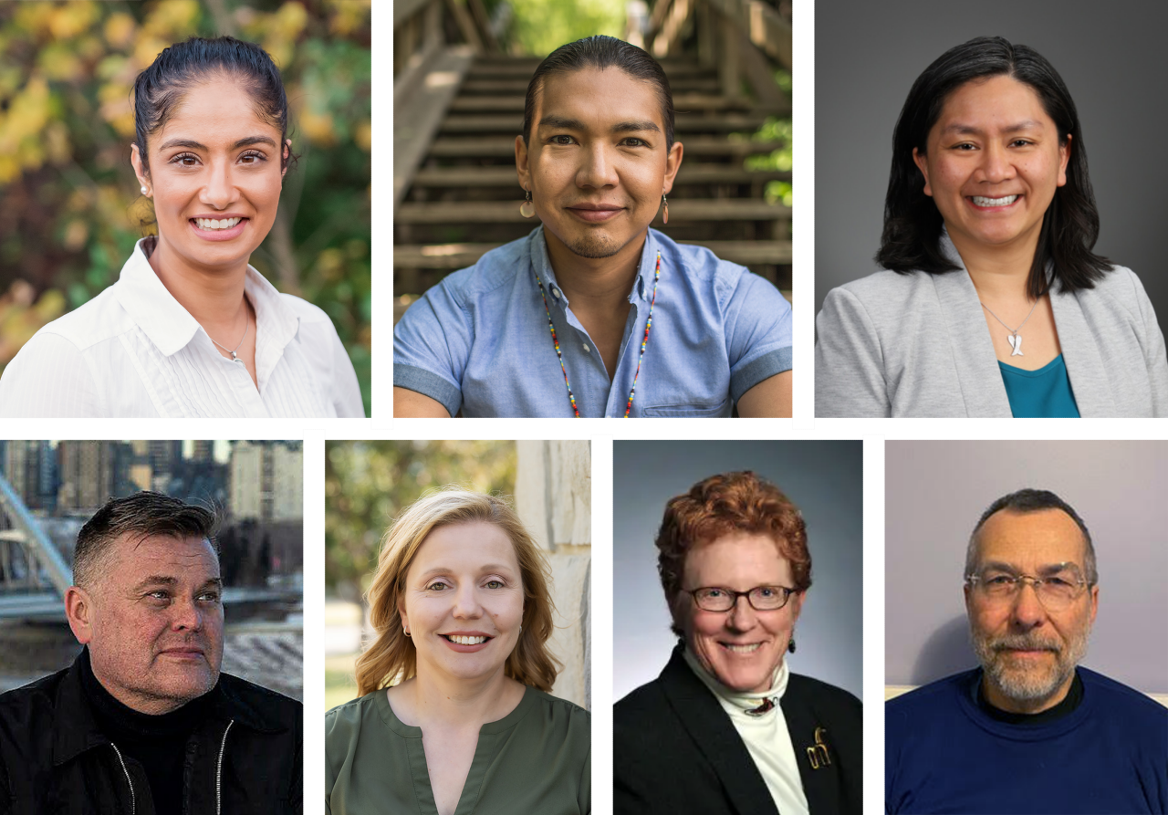 Collage of headshots, including Dr. Jaspreet Khangura, Dr. James Makokis, Dr. Jaime Yu, Dr. Wayne Clarke, Dr. Catherine Patocka, Dr. Carol Hodgson and Dr. James Stempien